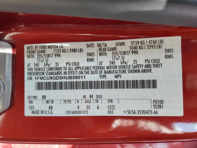 2017 FORD ESCAPE SE 1FMCU9GD5HUB58011