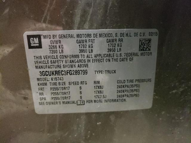 2015 CHEVROLET SILVERADO - 3GCUKREC3FG289799