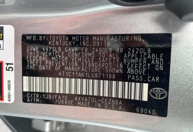 2020 TOYOTA CAMRY LE 4T1C11AK1LU871188