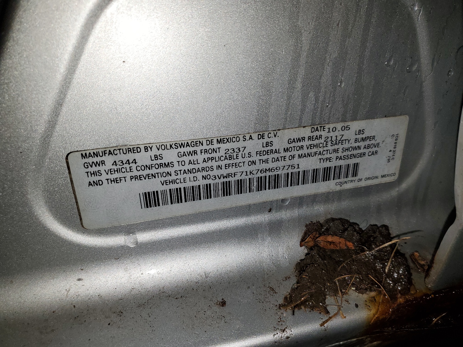 3VWRF71K76M697751 2006 Volkswagen Jetta 2.5