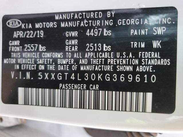 5XXGT4L30KG369610 KIA Optima Lx
