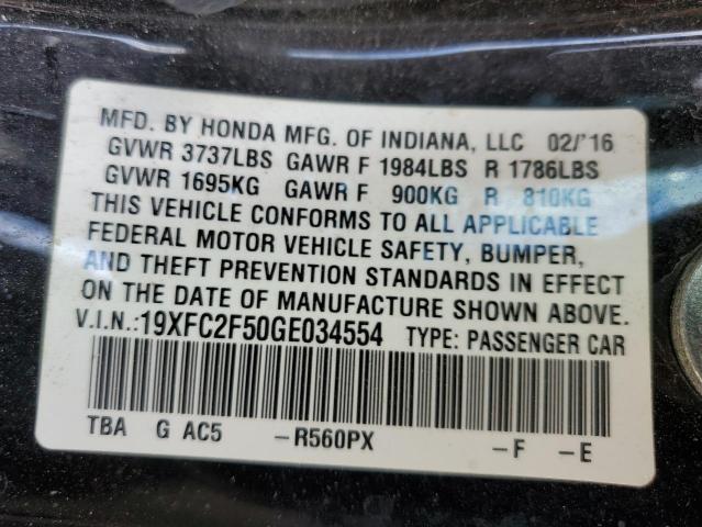 VIN 19XFC2F50GE034554 2016 Honda Civic, LX no.12