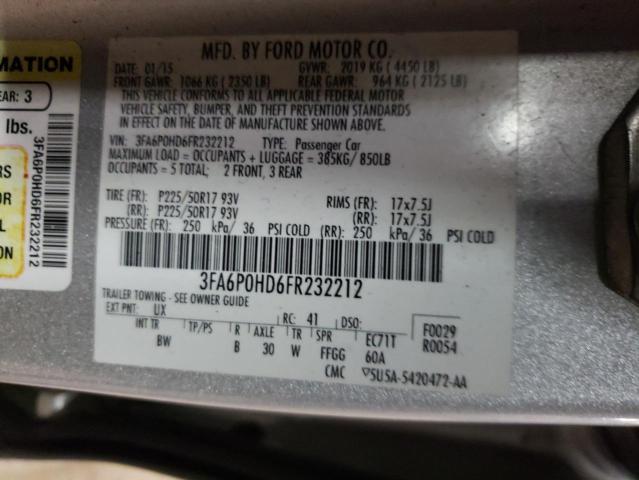 2015 FORD FUSION 4D 3FA6P0HD6FR232212