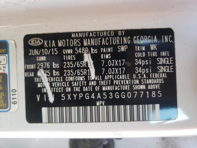 5XYPG4A53GG077185 KIA SORENTO LX