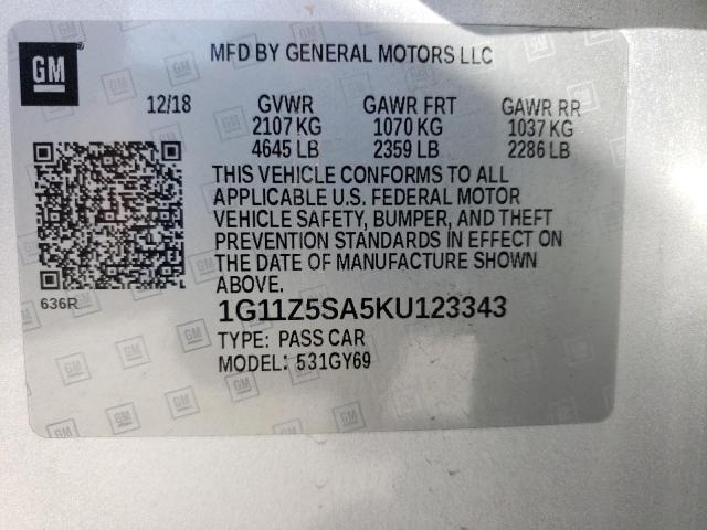 2019 CHEVROLET IMPALA LT - 1G11Z5SA5KU123343