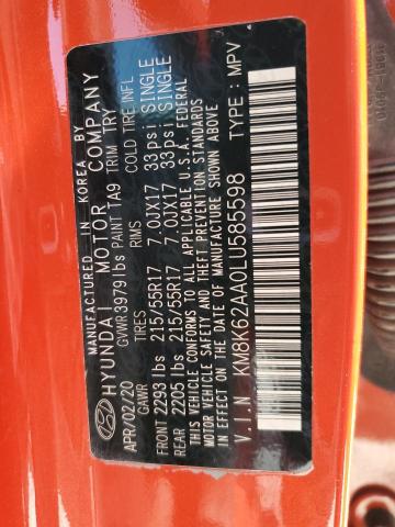 2020 HYUNDAI KONA SEL P - KM8K62AA0LU585598