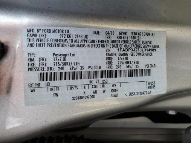 2018 FORD FOCUS TITA - 1FADP3J27JL314989