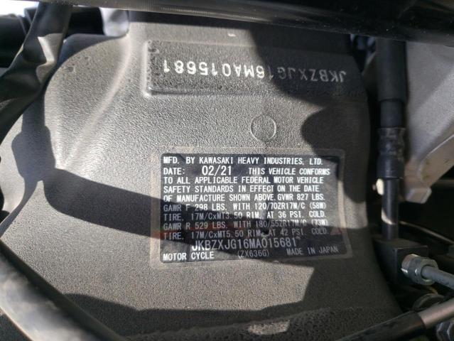 2021 KAWASAKI ZX636 K - JKBZXJG16MA015681