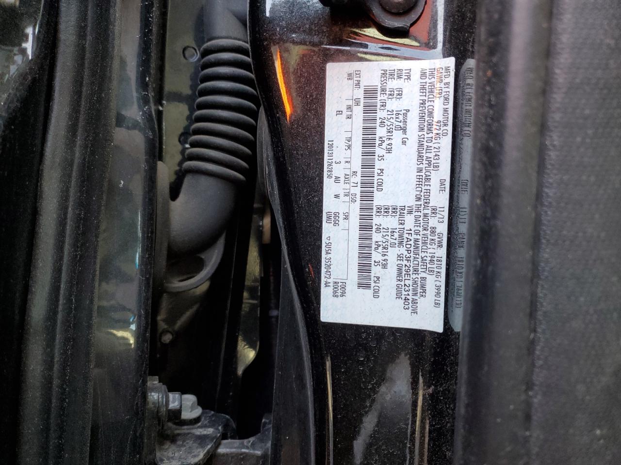 2014 Ford Focus Se VIN: 1FADP3F29EL231403 Lot: 70354573