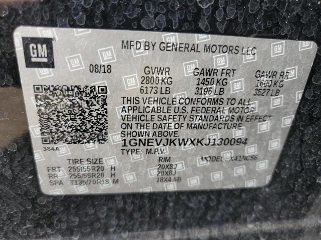 2019 CHEVROLET TRAVERSE H 1GNEVJKWXKJ130094