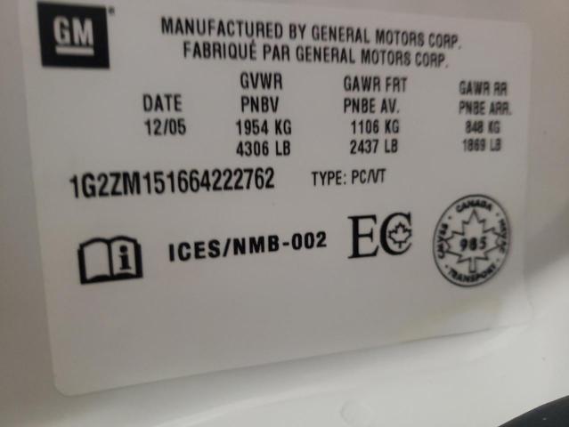 1G2ZM151664222762 Pontiac G6 Gtp