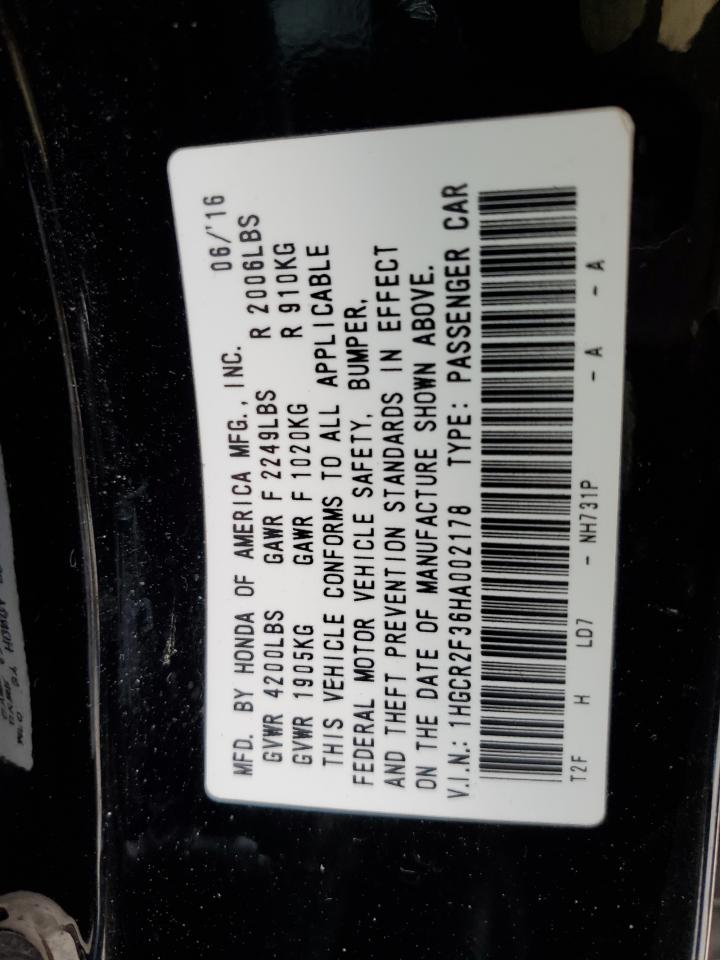 1HGCR2F36HA002178 HONDA ACCORD 2017
