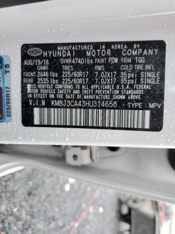 2017 HYUNDAI TUCSON LIM KM8J3CA43HU314658