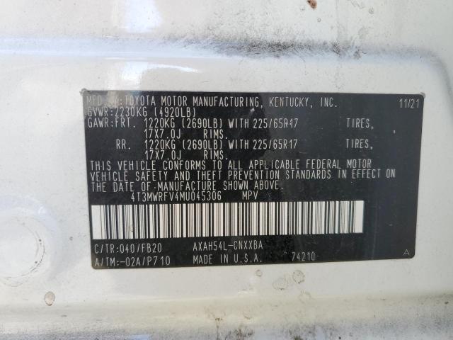 2021 TOYOTA RAV4 LE 4T3MWRFV4MU045306