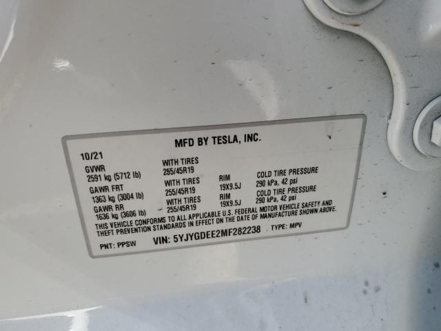 5YJYGDEE2MF282238 Tesla Model Y