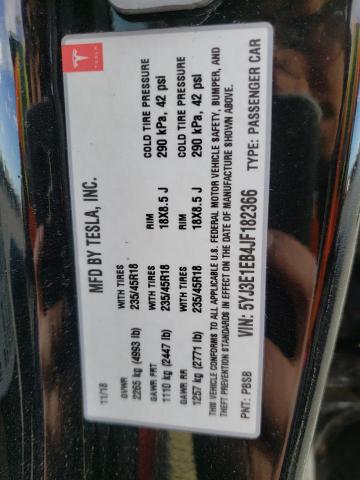 5YJ3E1EB4JF182366 Tesla MODEL 3