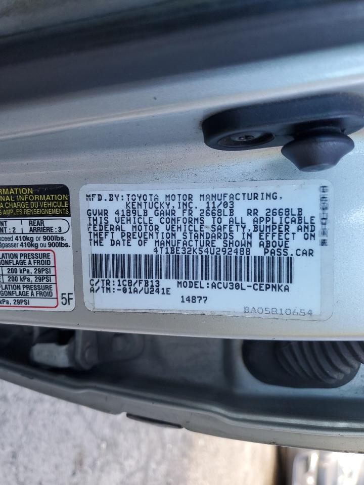 4T1BE32K54U292488 2004 Toyota Camry Le