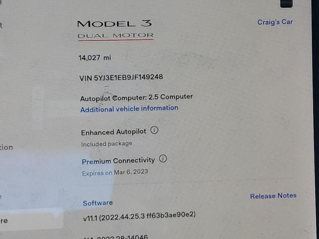 5YJ3E1EB9JF149248 Tesla MODEL 3