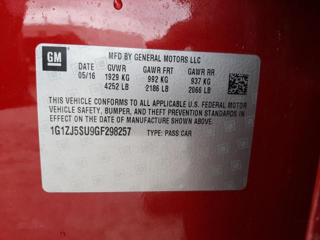 2016 CHEVROLET MALIBU HYB - 1G1ZJ5SU9GF298257