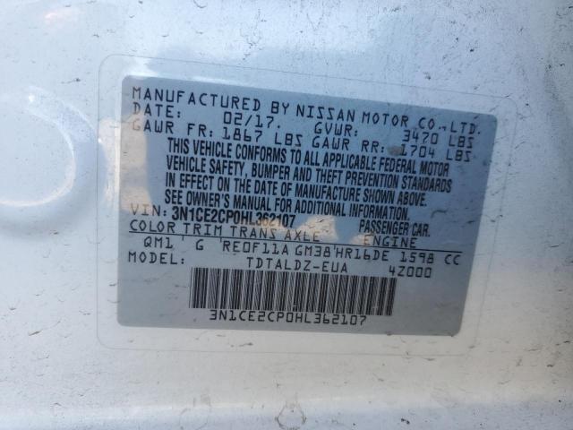 3N1CE2CP0HL362107 Nissan Versa Note S