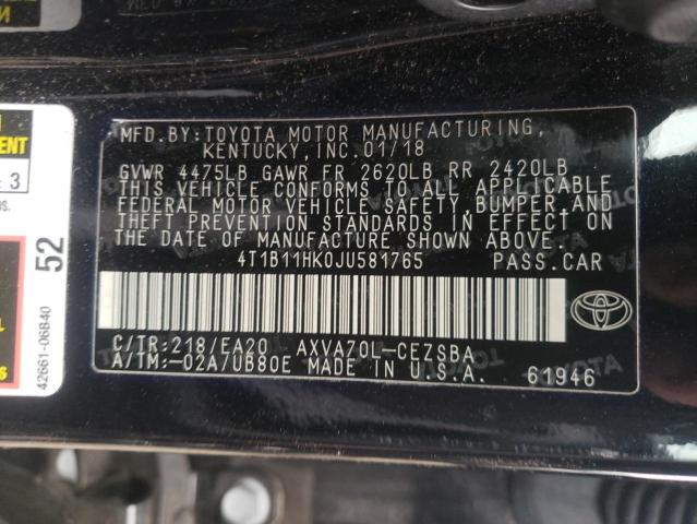 2018 TOYOTA CAMRY L/LE - 4T1B11HK0JU581765