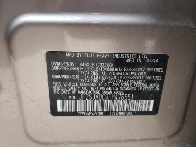 2015 SUBARU FORESTER 2 - JF2SJADC9FH476551