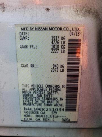 2018 NISSAN ALTIMA 2.5 1N4AL3AP0JC251034