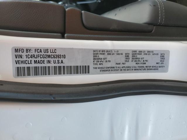 1C4RJFCG2MC639310 Jeep Grand Cherokee Overland