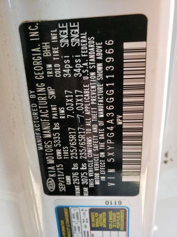 5XYPG4A36GG113966 KIA SORENTO LX