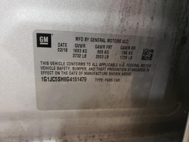 2016 CHEVROLET SONIC LT - 1G1JC5SH8G4151479