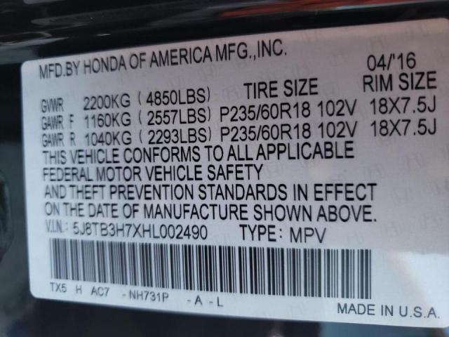 2017 ACURA RDX ADVANC - 5J8TB3H7XHL002490