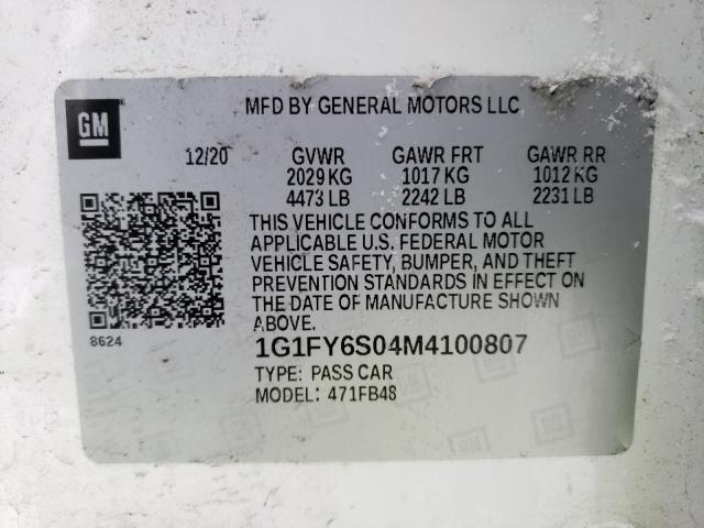 2021 CHEVROLET BOLT EV LT - 1G1FY6S04M4100807