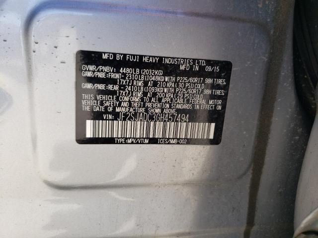 2016 SUBARU FORESTER 2 - JF2SJADC3GH457494