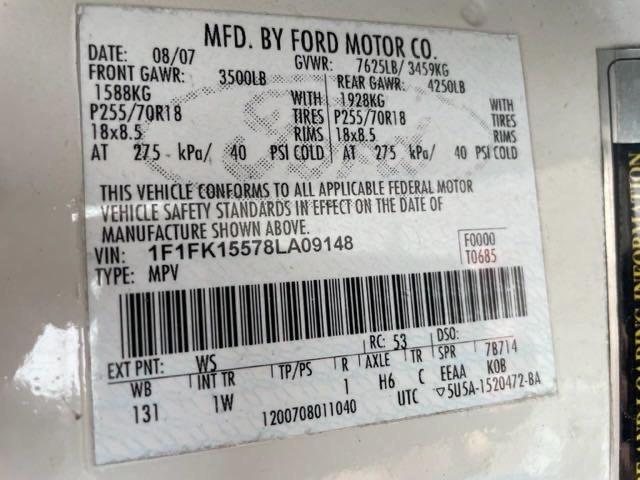 2008 FORD EXPEDITION EL XLT VIN: 1F1FK15578LA09148