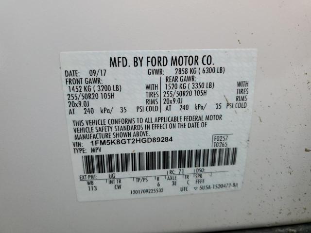1FM5K8GT2HGD89284 Ford EXPLORER SPORT
