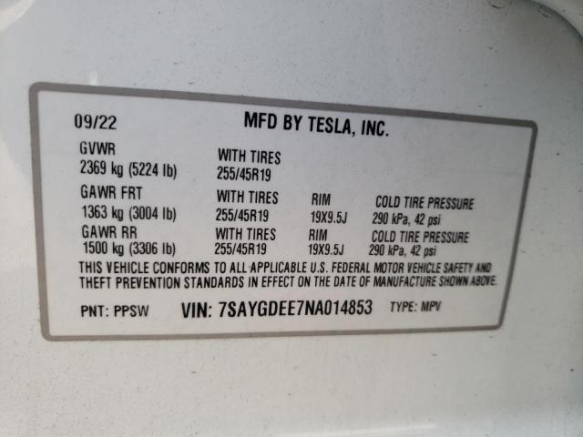7SAYGDEE7NA014853 Tesla Model Y