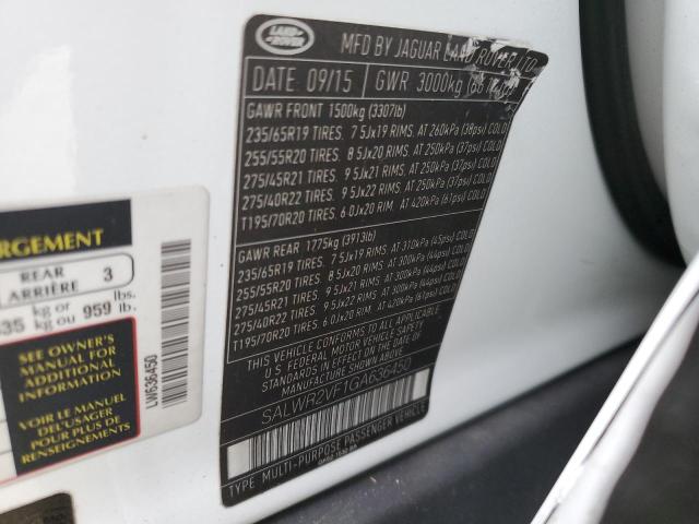 SALWR2VF1GA636450 Land Rover RANGEROVER