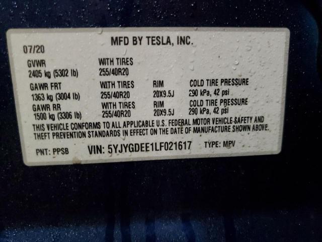 5YJYGDEE1LF021617 Tesla Model Y