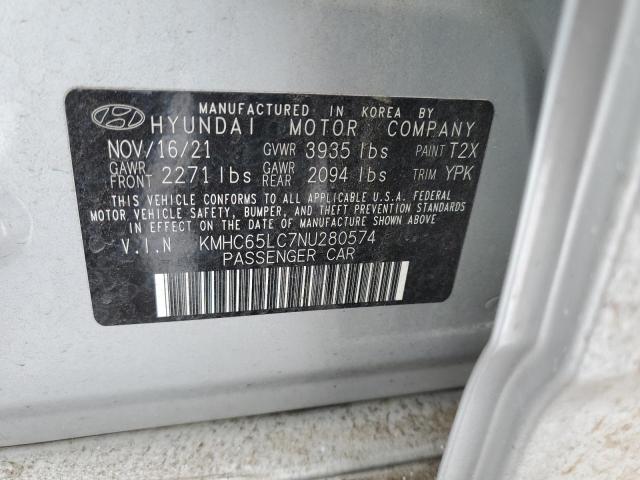 2022 HYUNDAI IONIQ BLUE - KMHC65LC7NU280574