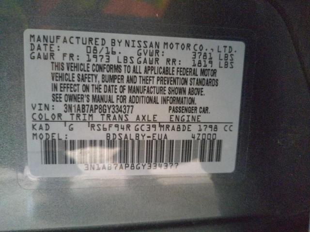 2016 NISSAN SENTRA 4D 3N1AB7AP8GY334377