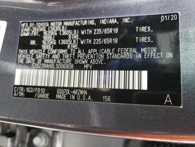 VIN 5TDZZRAH0LS006808 2020 Toyota Highlander, L no.14