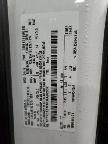 2019 FORD TRANSIT T- - 1FTYE1ZM1KKA92002