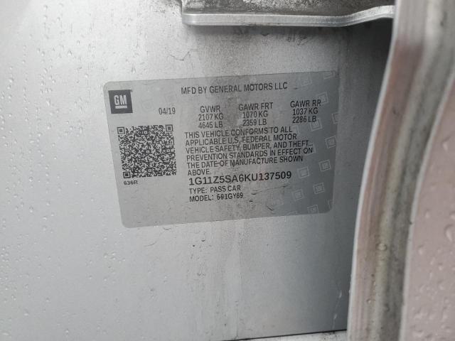 2019 CHEVROLET IMPALA LT - 1G11Z5SA6KU137509