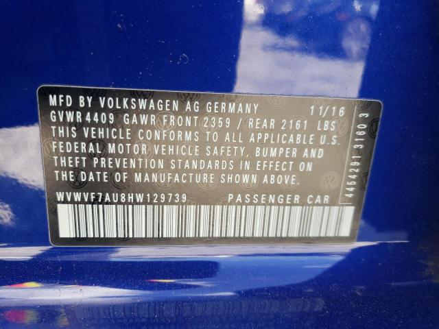2017 VOLKSWAGEN GOLF R - WVWVF7AU8HW129739