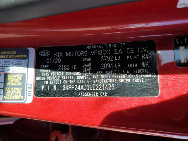 3KPF24AD1LE221423 KIA FORTE FE