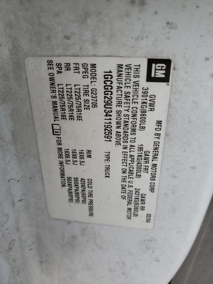 2004 Chevrolet Express G2500 VIN: 1GCGG29U341192591 Lot: 49165094