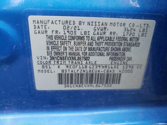3N1CN8EVXML867502 Nissan VERSA SV