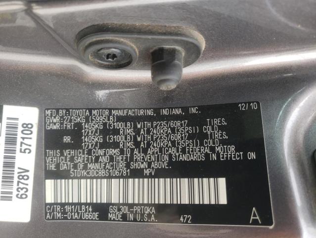 5TDYK3DC8BS106781 2011 TOYOTA SIENNA, photo no. 13