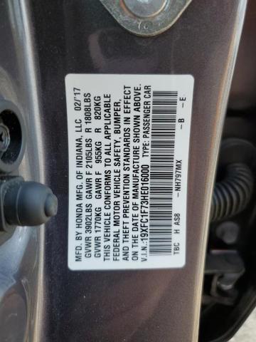 2017 HONDA CIVIC EXL 19XFC1F73HE016000