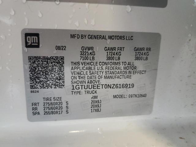 2022 GMC SIERRA K15 1GTUUEET0NZ616919